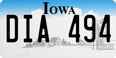 IA license plate DIA494