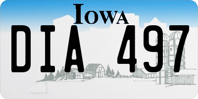 IA license plate DIA497