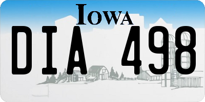 IA license plate DIA498