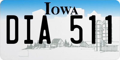 IA license plate DIA511