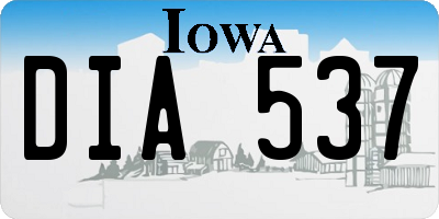 IA license plate DIA537