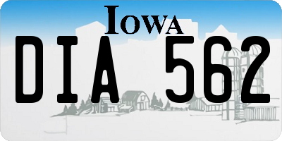 IA license plate DIA562