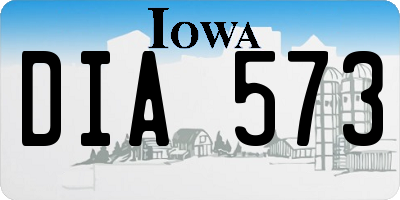 IA license plate DIA573