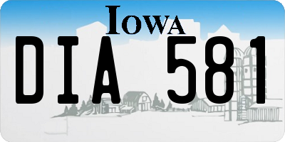 IA license plate DIA581