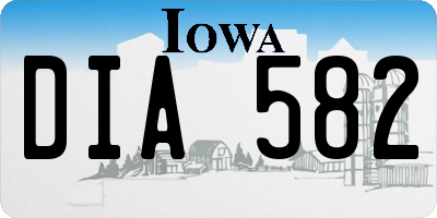 IA license plate DIA582