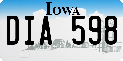 IA license plate DIA598