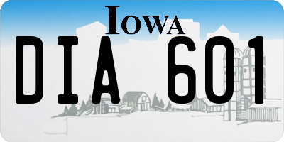 IA license plate DIA601