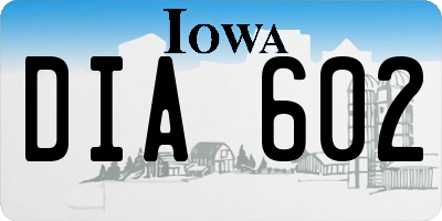 IA license plate DIA602