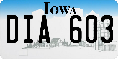 IA license plate DIA603