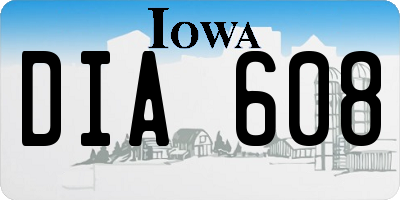 IA license plate DIA608