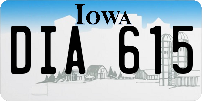 IA license plate DIA615