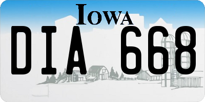 IA license plate DIA668