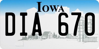 IA license plate DIA670