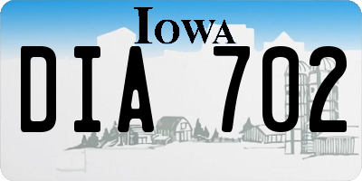 IA license plate DIA702