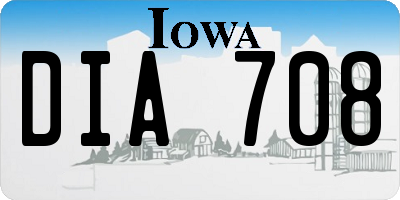 IA license plate DIA708