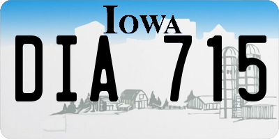 IA license plate DIA715