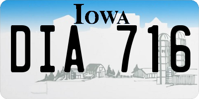 IA license plate DIA716