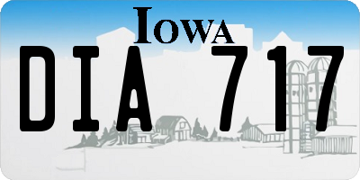 IA license plate DIA717