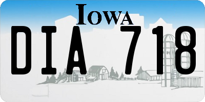 IA license plate DIA718