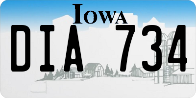 IA license plate DIA734