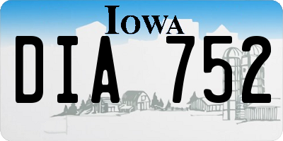 IA license plate DIA752