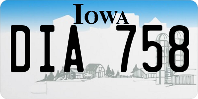 IA license plate DIA758