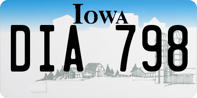 IA license plate DIA798