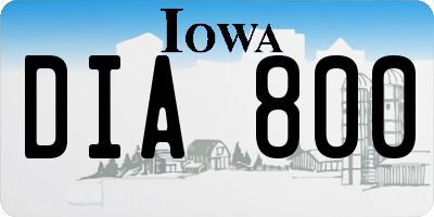 IA license plate DIA800