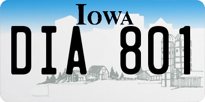 IA license plate DIA801