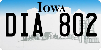 IA license plate DIA802