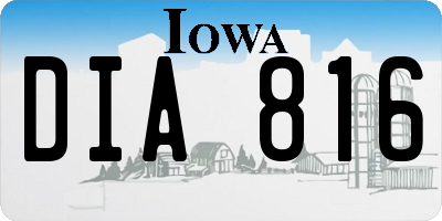 IA license plate DIA816