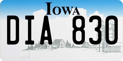 IA license plate DIA830