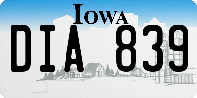 IA license plate DIA839