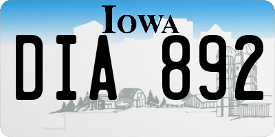 IA license plate DIA892