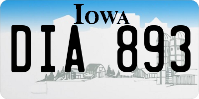 IA license plate DIA893