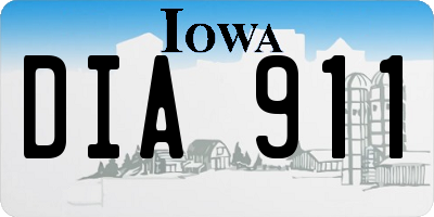 IA license plate DIA911