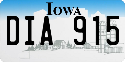 IA license plate DIA915