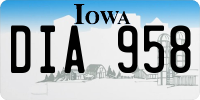 IA license plate DIA958