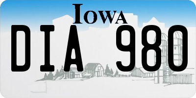 IA license plate DIA980