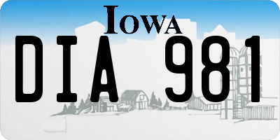 IA license plate DIA981