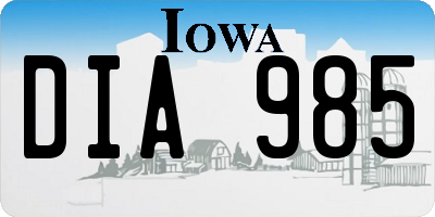 IA license plate DIA985