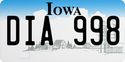 IA license plate DIA998