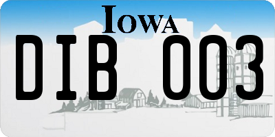 IA license plate DIB003