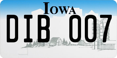 IA license plate DIB007