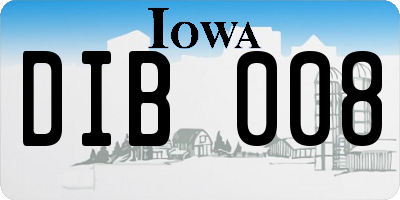 IA license plate DIB008