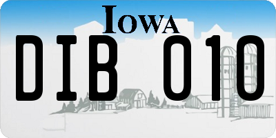 IA license plate DIB010