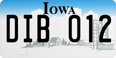 IA license plate DIB012