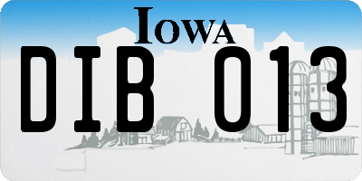 IA license plate DIB013