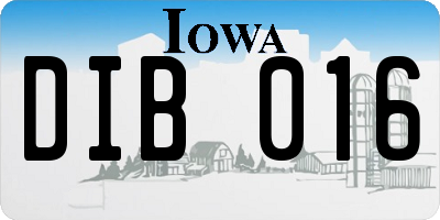 IA license plate DIB016