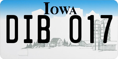 IA license plate DIB017